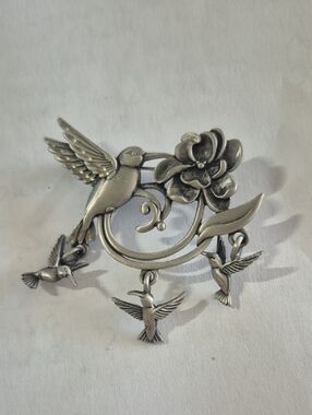 Spoontiques Vintage Pewter Hummingbird Brooch Pin